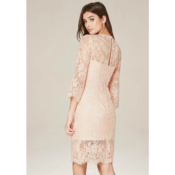 Bebe Slit Lace Mini Dress Blush Pink Women’s 4 Bridalcore Balletcore Coquette - Picture 15 of 16